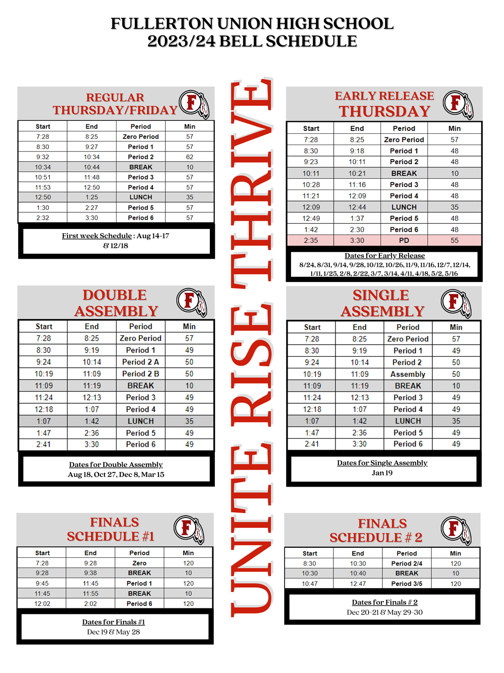 2nd Page Schedule